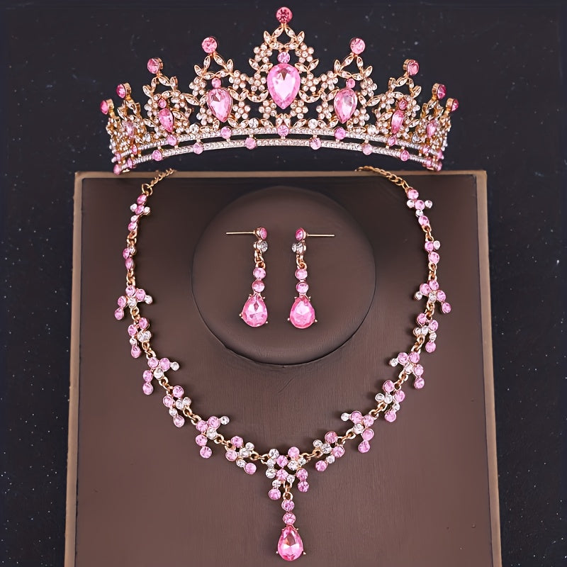 Set Princesa Tiara Collar Y Aretes Conjunto 15 años