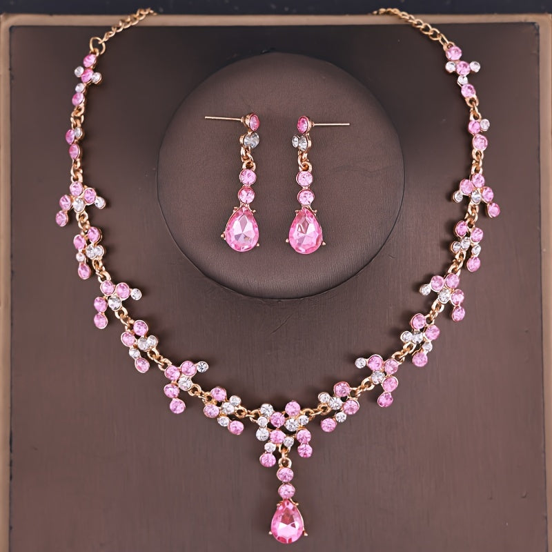 Set Joyería en Colores Variados – Azul Marino Azul Rey Rosa Lila y Dorado - Rosa - Collares