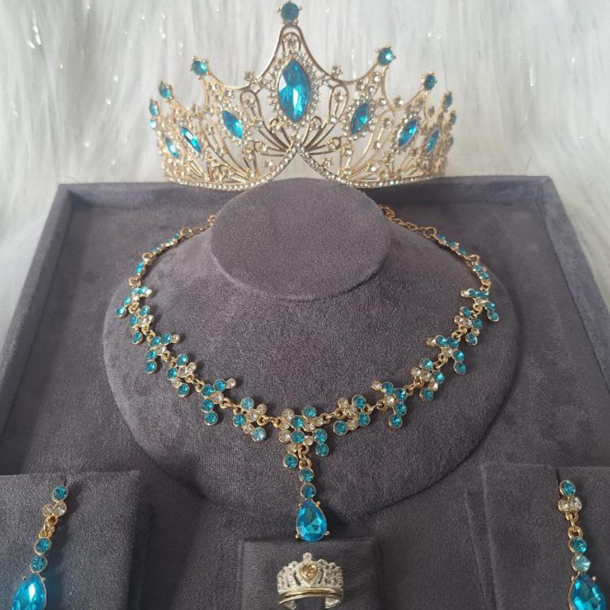 Set Tiara Collar Aretes Anillo 15 Años Princesas