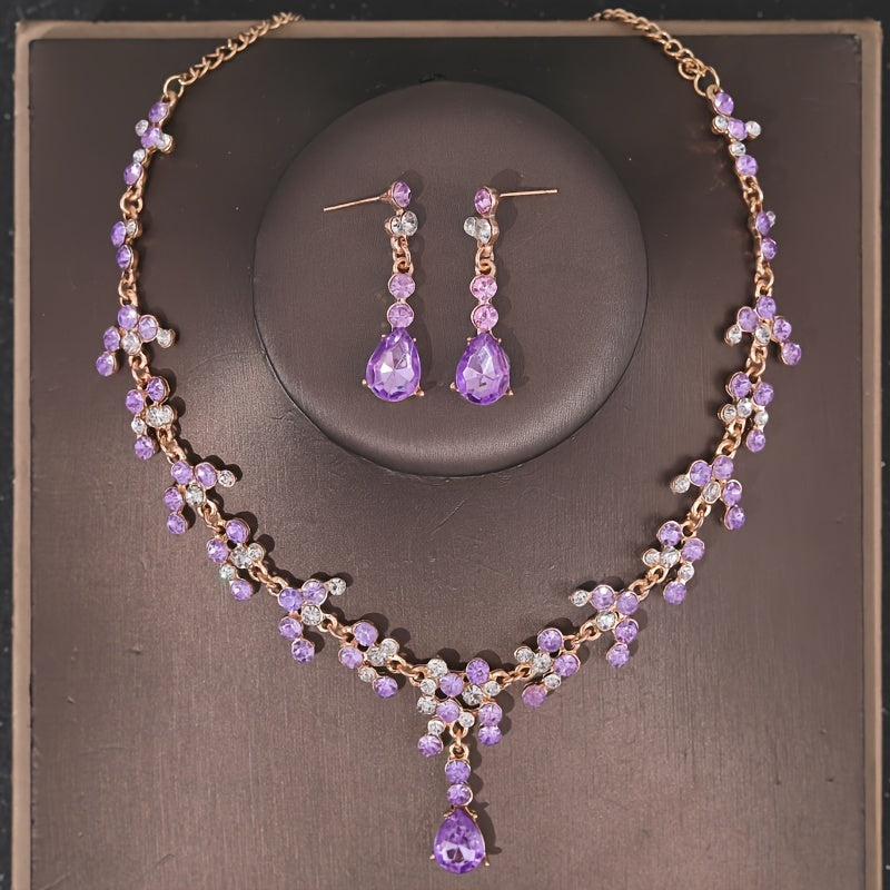 Set Joyería en Colores Variados – Azul Marino Azul Rey Rosa Lila y Dorado - Púrpura - Collares