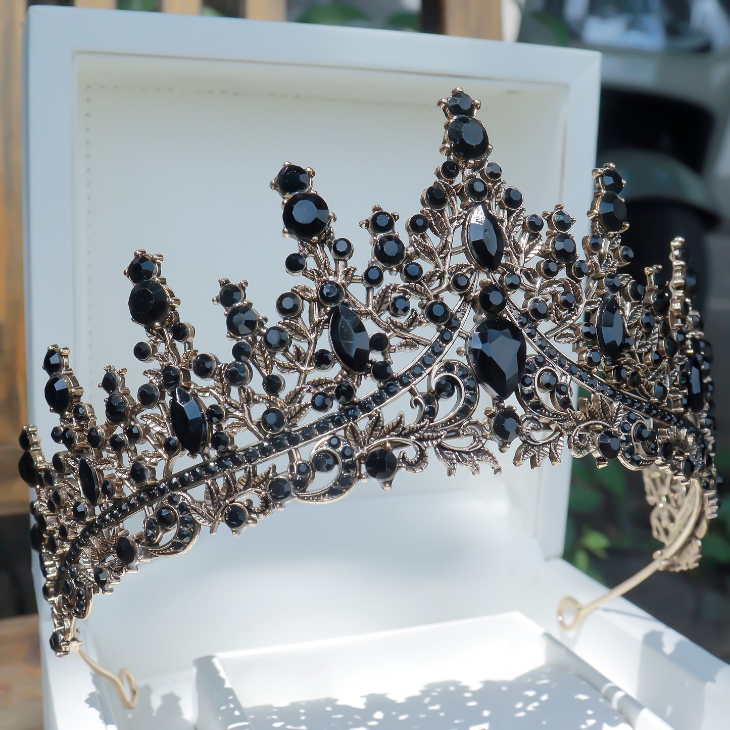 Tiara de Cristal Plateada y Dorada – Tiara Elegante para Bodas y Eventos - Negro - Corona