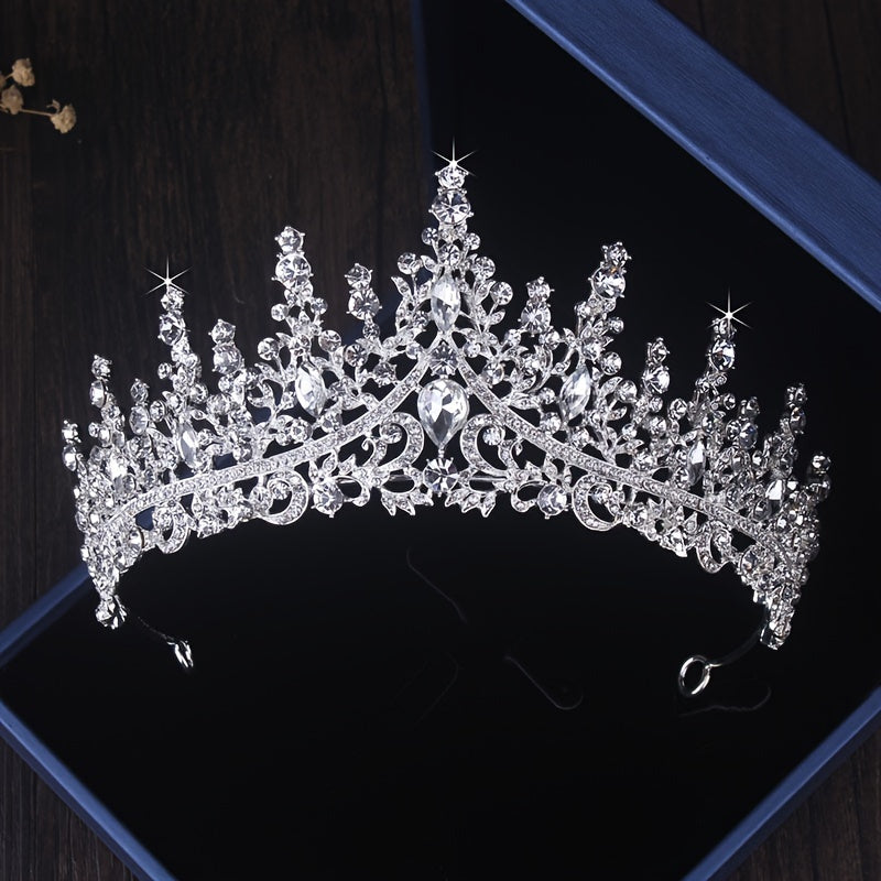 Tiara de Cristal Plateada y Dorada – Tiara Elegante para Bodas y Eventos - Plateado - Corona