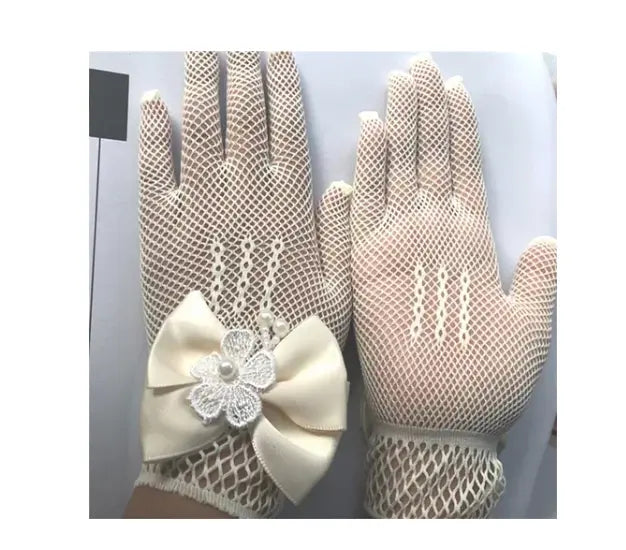 Guante Malla Niña Para Primera Comunión O Bautizo - Beige