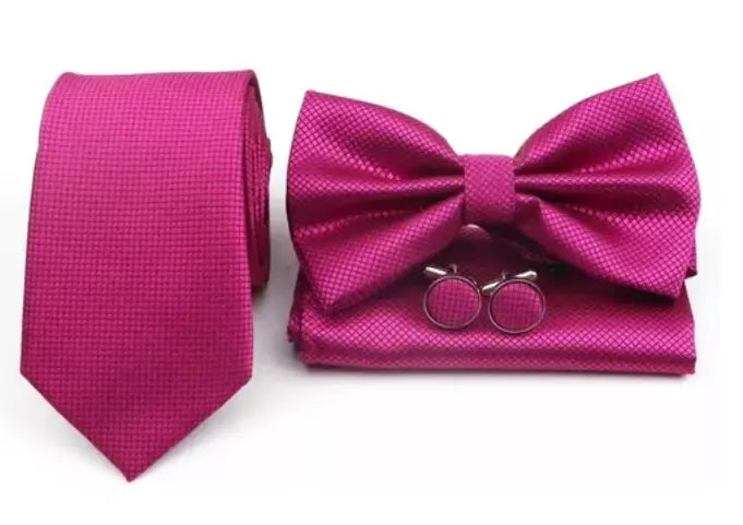 Kit Corbata Corbatín Pañuelo Y Mancornas - Violeta claro - Kit corbata