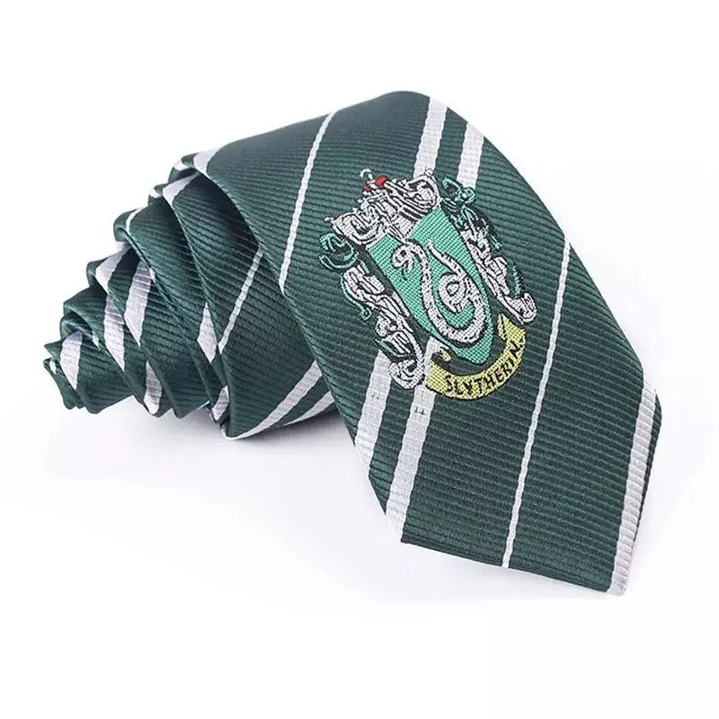 Corbata Harry Potter 4 Casas Bordada + Pin - Verde oscuro