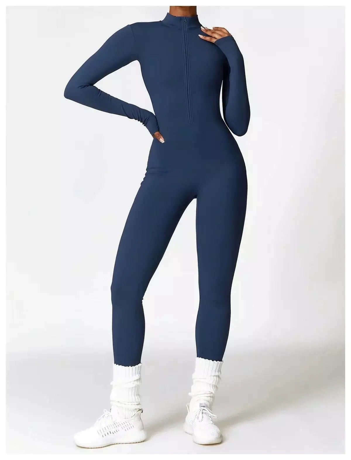 Enterizo Deportivo Manga Larga - Azul oscuro