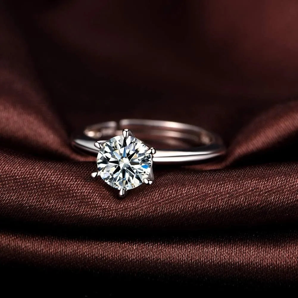 Anillo de Compromiso Mujer en Plata Esterlina 925 con Piedra Redonda