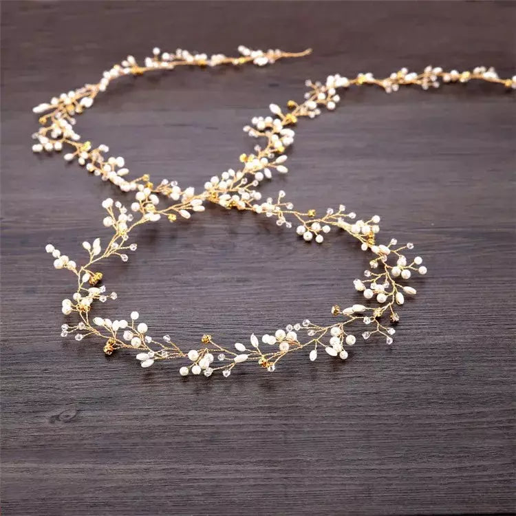 Tocado tipo Enredadera Para Novia Primera Comunión O Quinceañera 35 CM - Dorado - Tocado y Velos