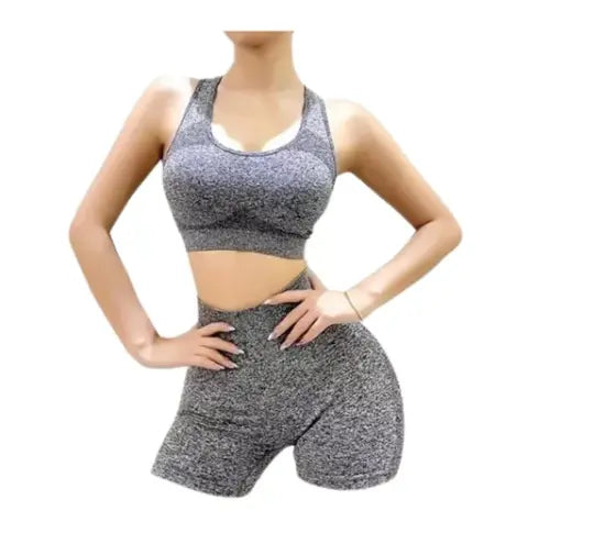 Conjunto Deportivo Para Mujer Top Y Leggins 2 Piezas - Gris Oscuro