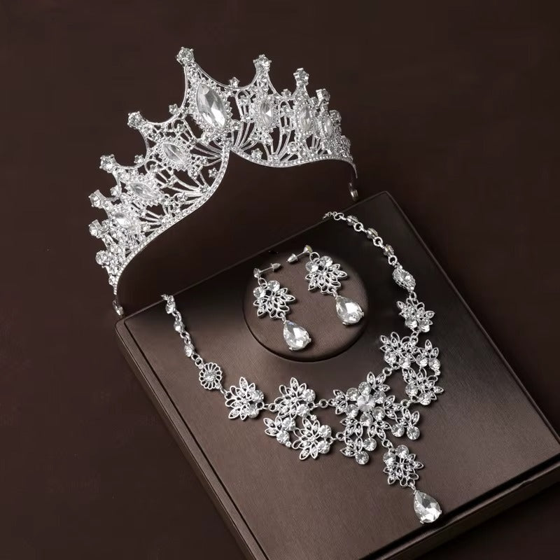 Set Corona Quinceañera👑Tiara Collar Aretes - Set Corona