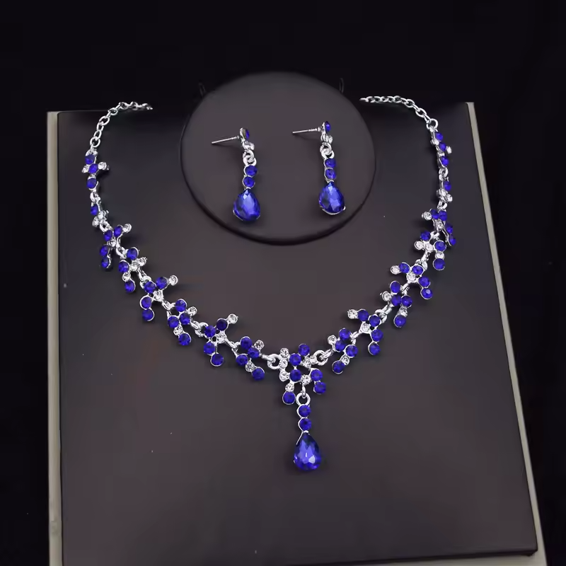 Set Joyería en Colores Variados – Azul Marino Azul Rey Rosa Lila y Dorado - Azul - Collares