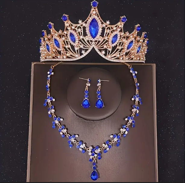 Set Corona 15 Años👑✨Tiara Collar Aretes Elegancia Quinceañera - Corona