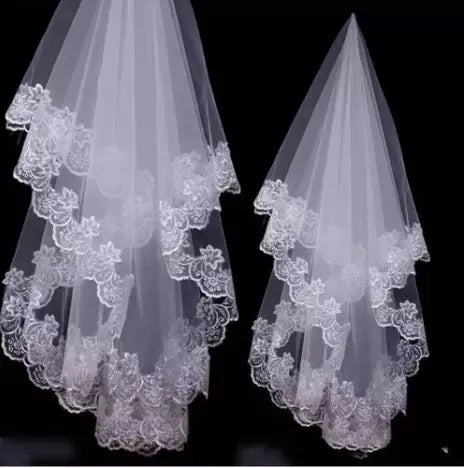 Velo De Novia Mantilla Matrimonio Con Encaje - Tocado y Velos