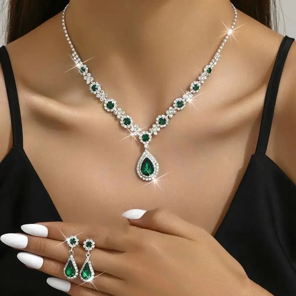 Set joyería fina collar aretes pulsera cristales perlas bodas Colombia