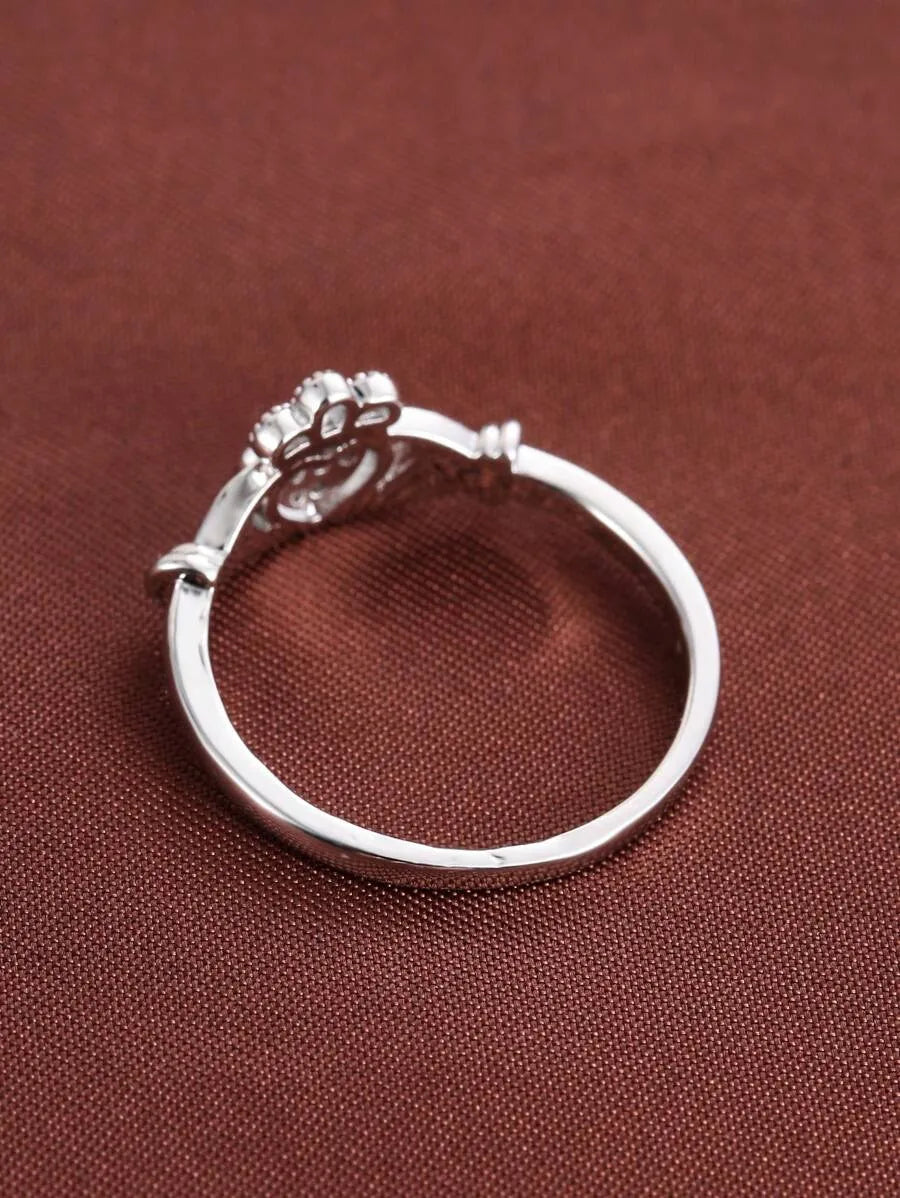 Anillo Acero Inoxidable con Corazón y Circonias
