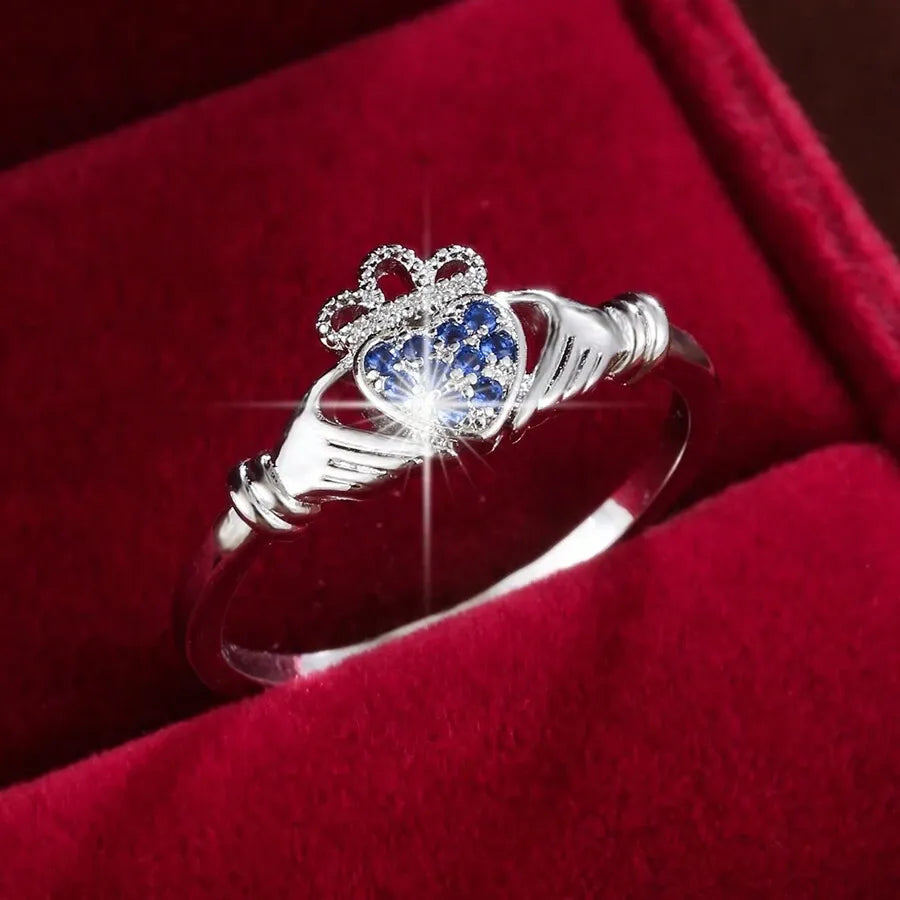 Anillo Acero Inoxidable con Corazón y Circonias