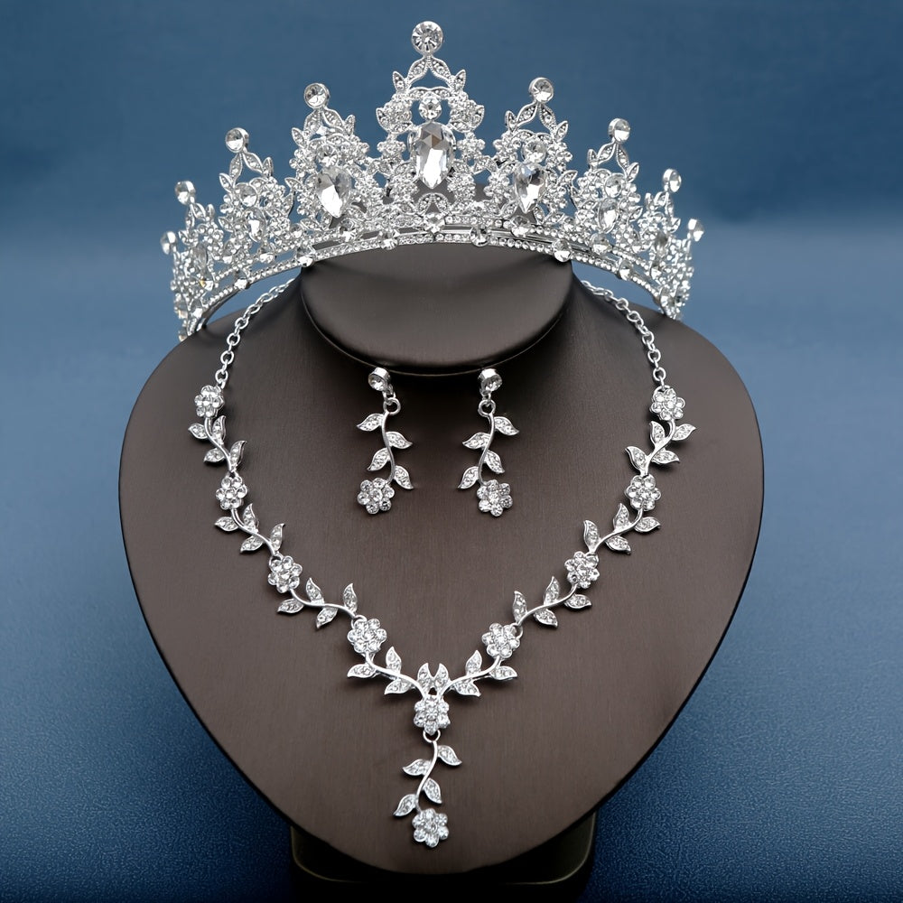 Set Princesa Tiara Collar Y Aretes Conjunto 15 años