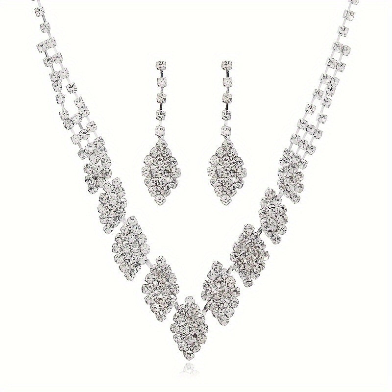 Set Joyería con Collar y Aretes de Cristales Brillantes – Diseño Elegante para Eventos - Collares