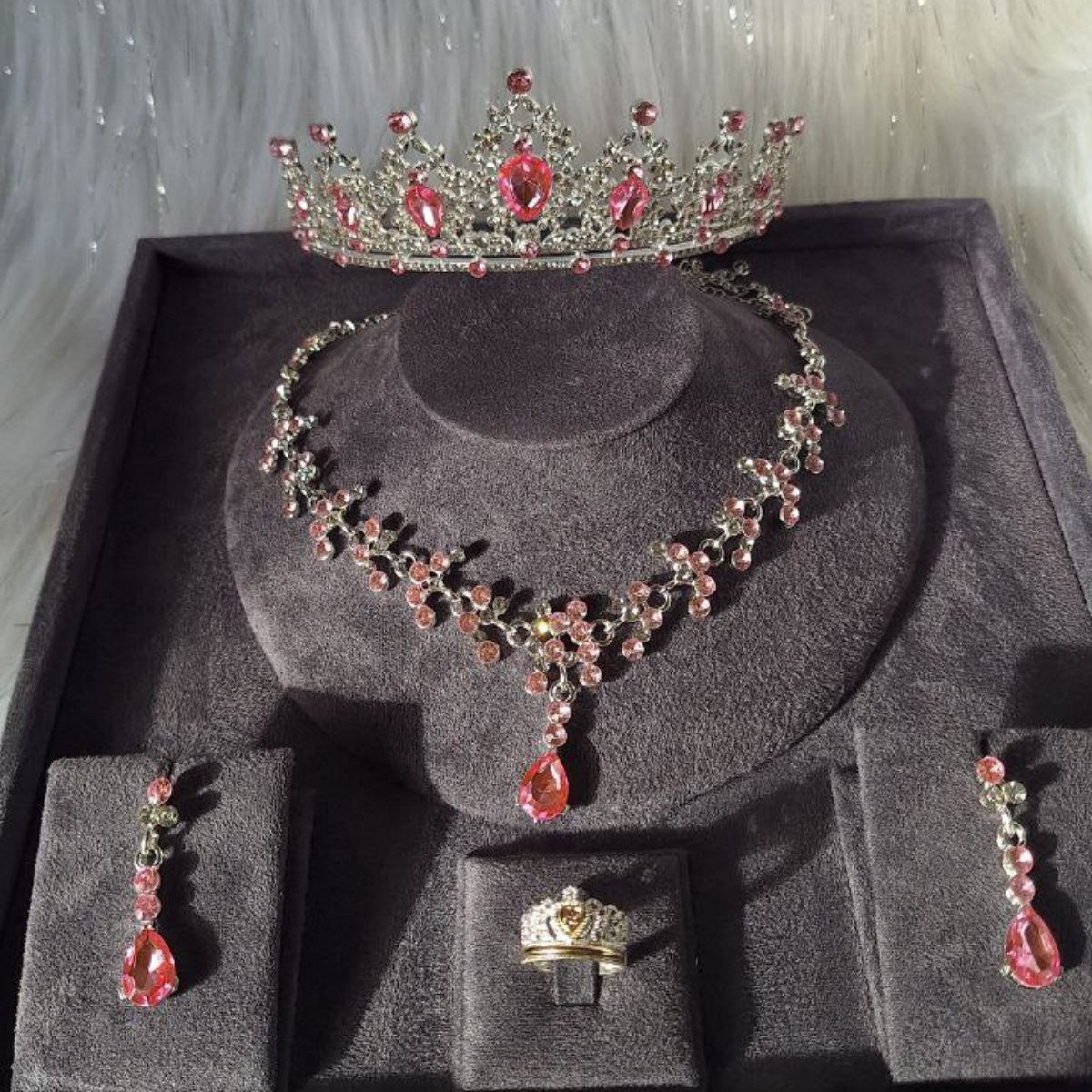 Set Tiara Collar Aretes Anillo 15 Años Princesas