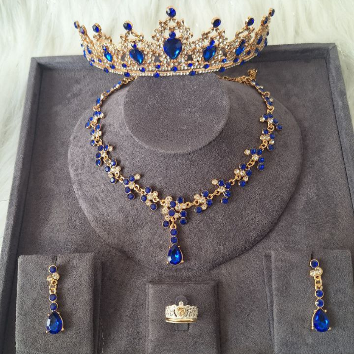 Set Tiara Collar Aretes Anillo 15 Años Princesas