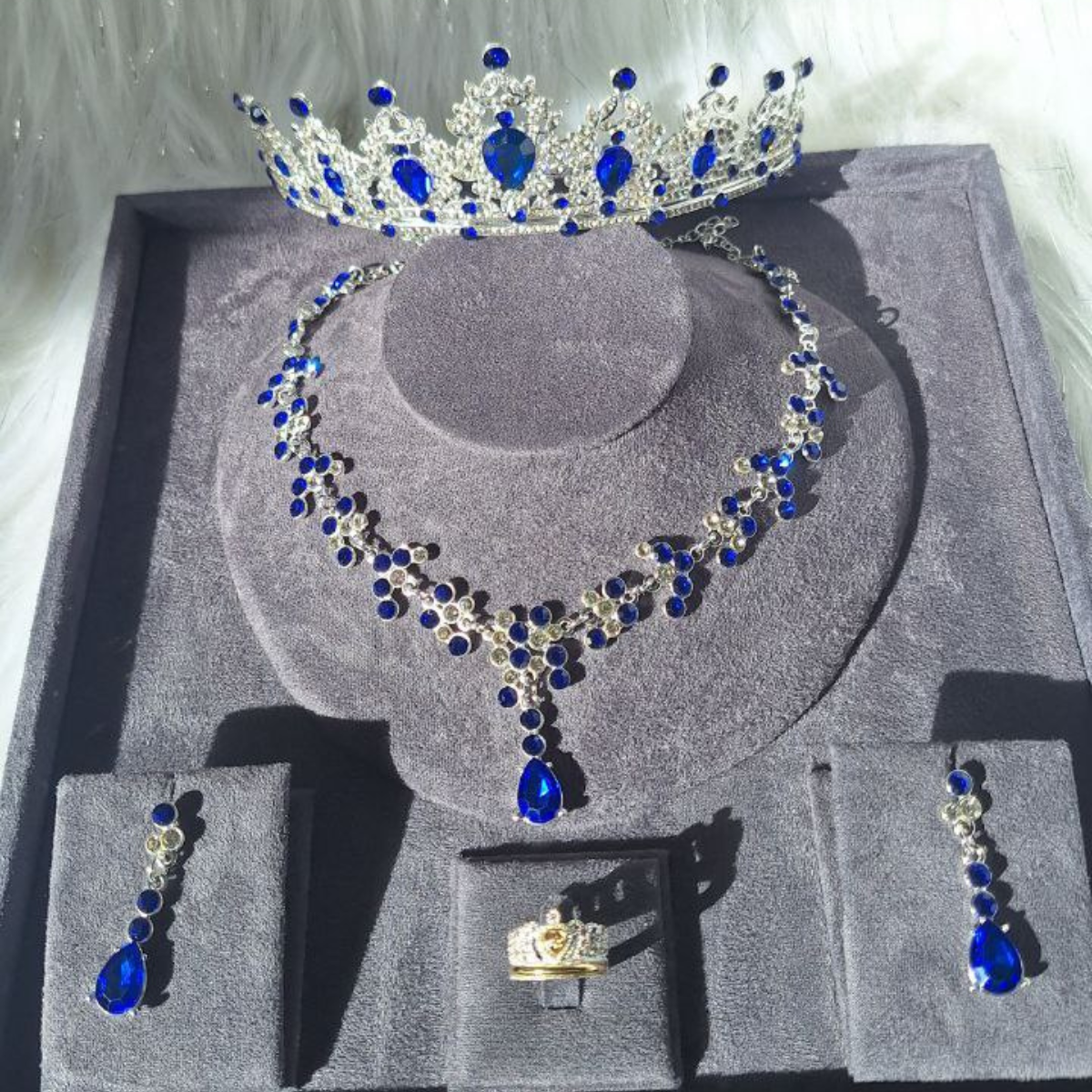 Set Tiara Collar Aretes Anillo 15 Años Princesas