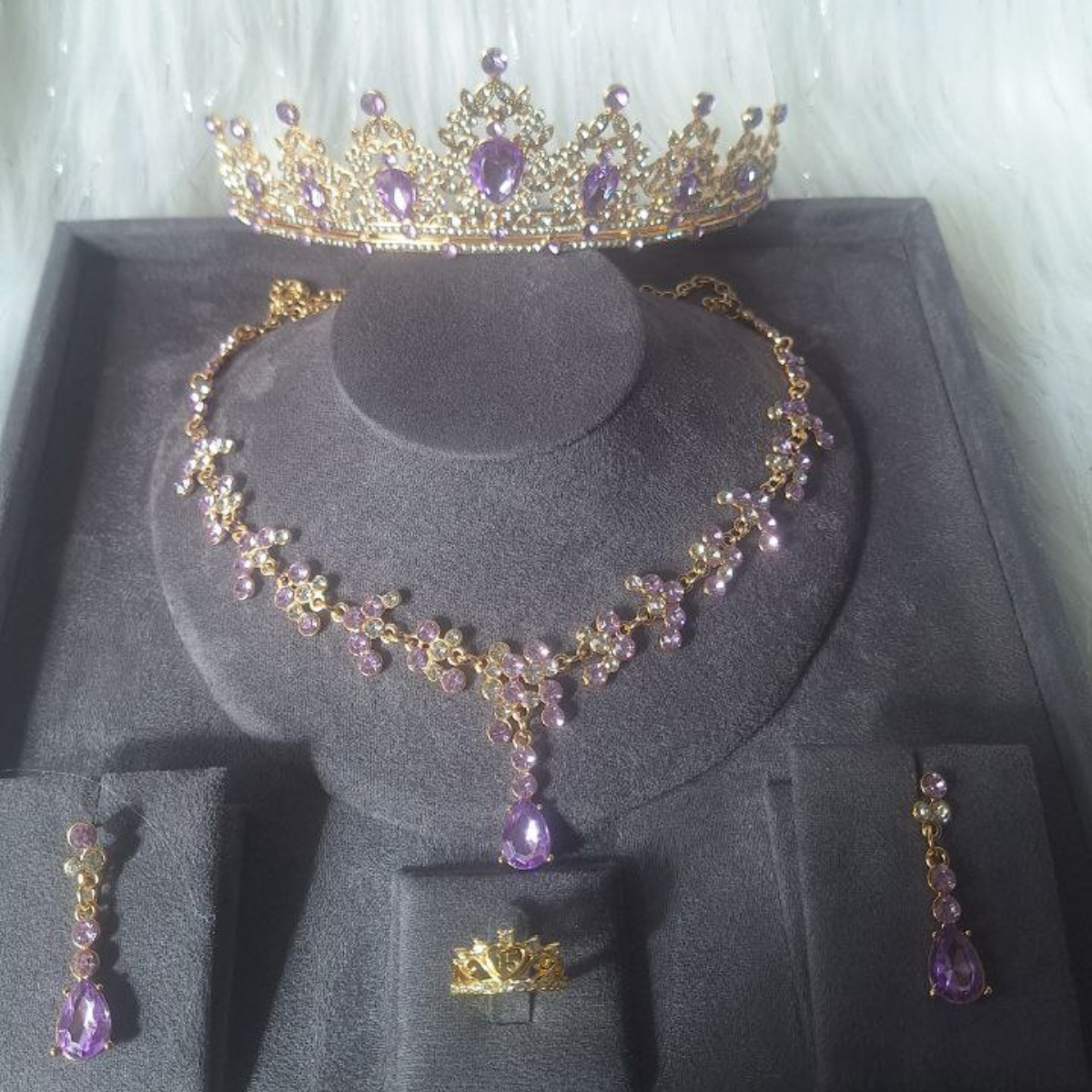 Set Tiara Collar Aretes Anillo 15 Años Princesas