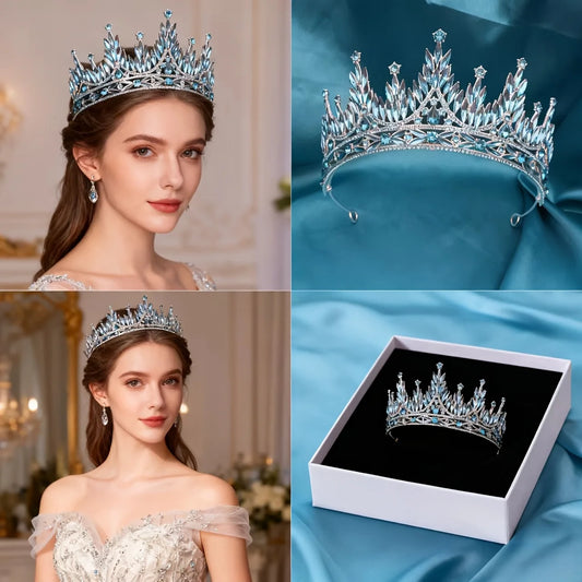 Tiara Soberana Plateada para Quinceañera y Novia
