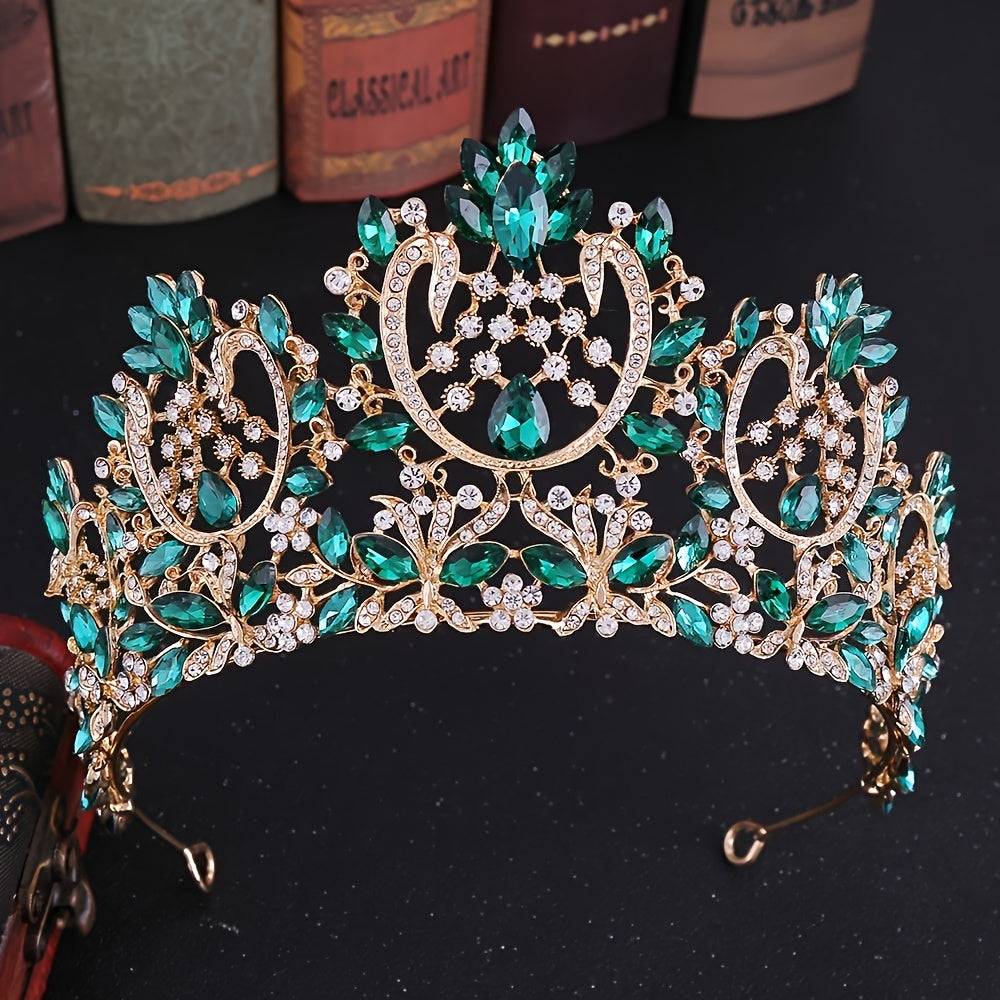 Corona tiara verde esmeralda y rojo para quinceañera novia o eventos - Verde - Corona