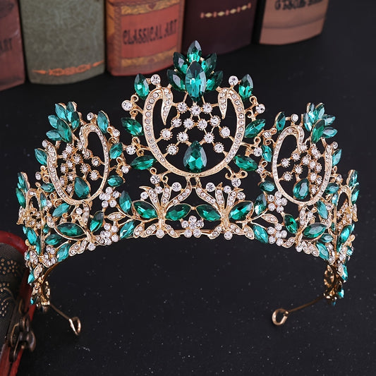 Corona tiara verde esmeralda y rojo para quinceañera novia o eventos - Verde - Corona