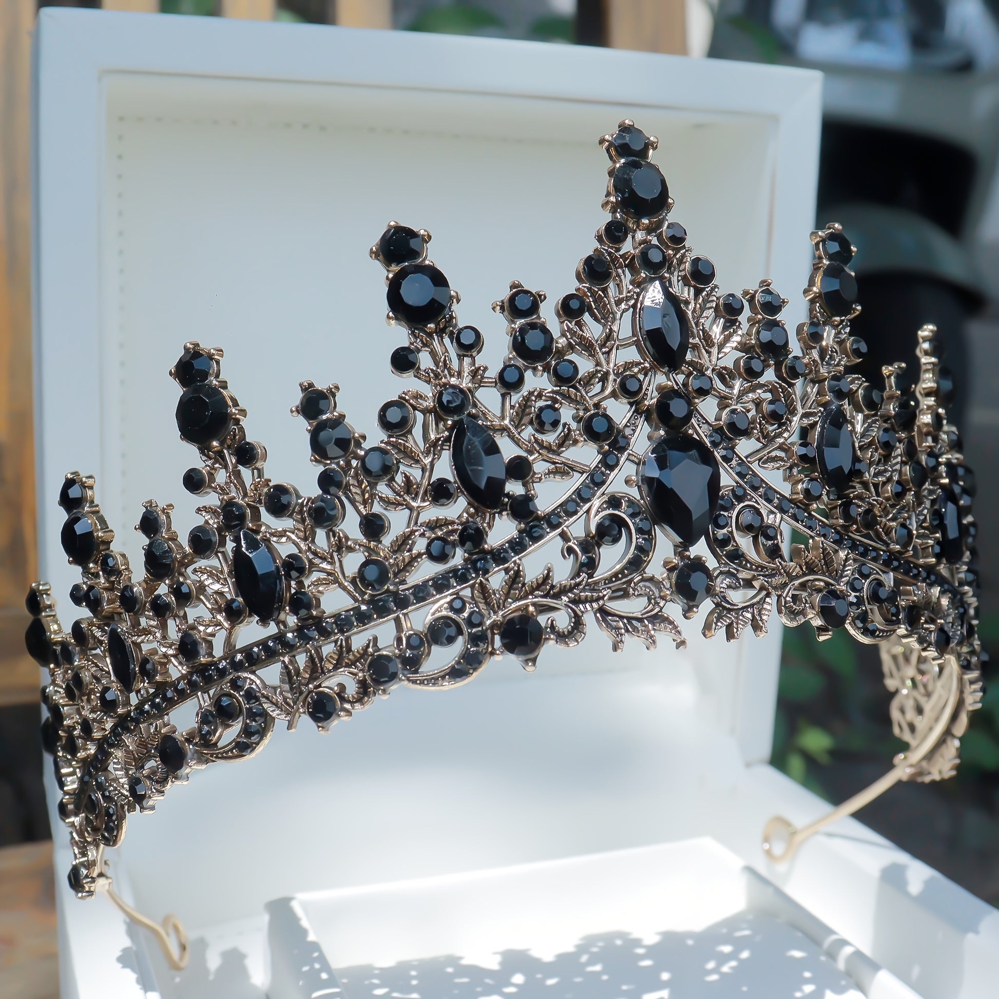 Tiara de Cristal Plateada y Dorada – Tiara Elegante para Bodas y Eventos - Negro - Corona