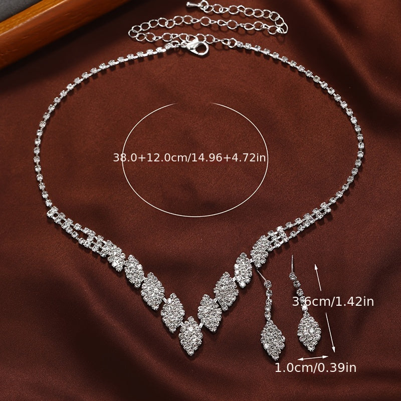 Set Joyería con Collar y Aretes de Cristales Brillantes – Diseño Elegante para Eventos - Collares