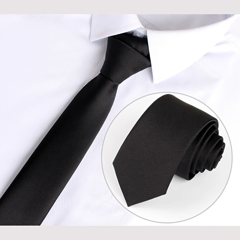 Corbata Satinada Slim Juvenil Elegante - Negro - Corbata