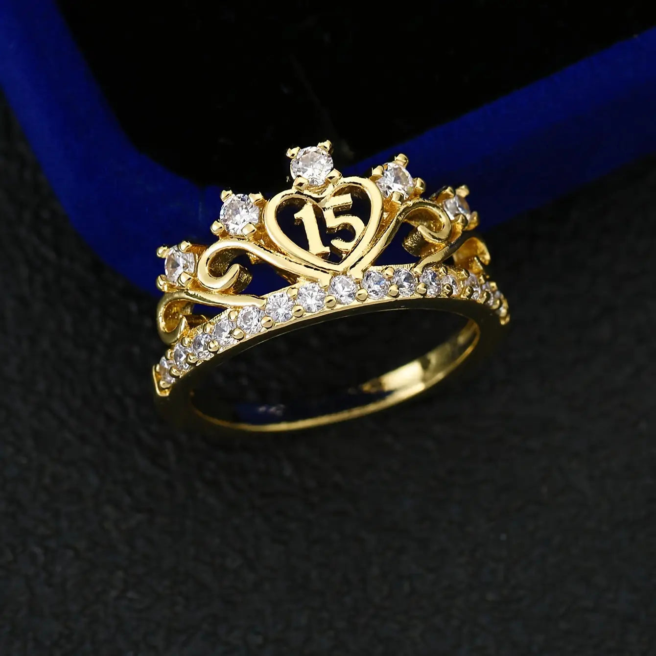 Anillo de 15 Años en Acero| Colores Dorado Verde y Rojo para tu Quinceañera