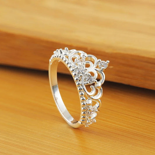 Anillo Princesa en Acero Inoxidable Plateado con Circonias