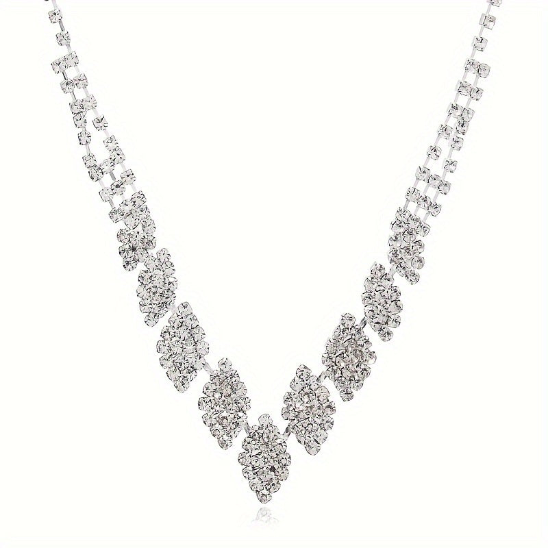Set Joyería con Collar y Aretes de Cristales Brillantes – Diseño Elegante para Eventos - Collares
