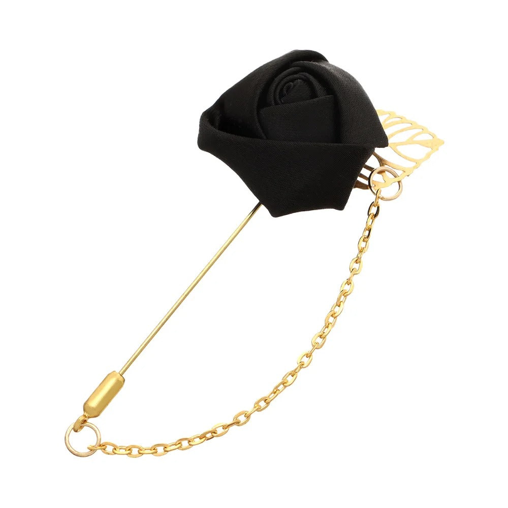 Pin Broche En Forma De Rosa - Negro - Broche
