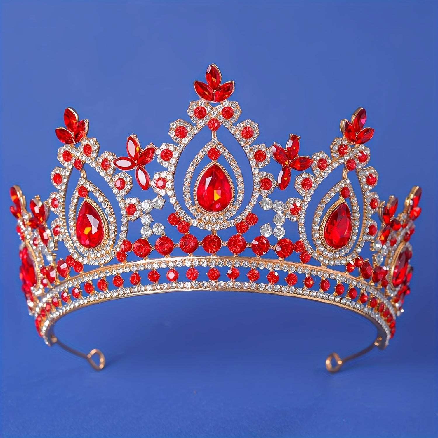 Corona tiara verde esmeralda y rojo para quinceañera novia o eventos - Rojo - Corona