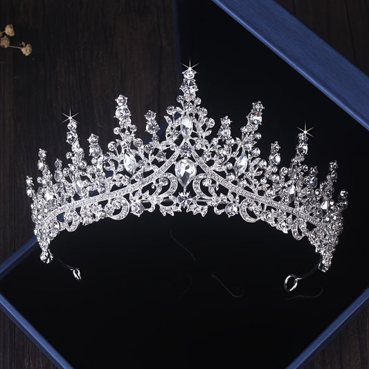 Tiara de Cristal Plateada y Dorada – Tiara Elegante para Bodas y Eventos - Plateado - Corona