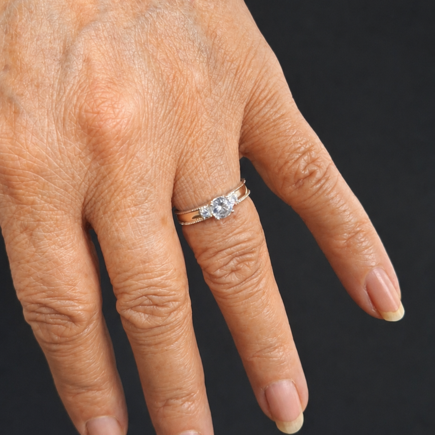 Anillo de Dama Solitario en Plata 975 Laminado en Oro — Promesa y Compromiso