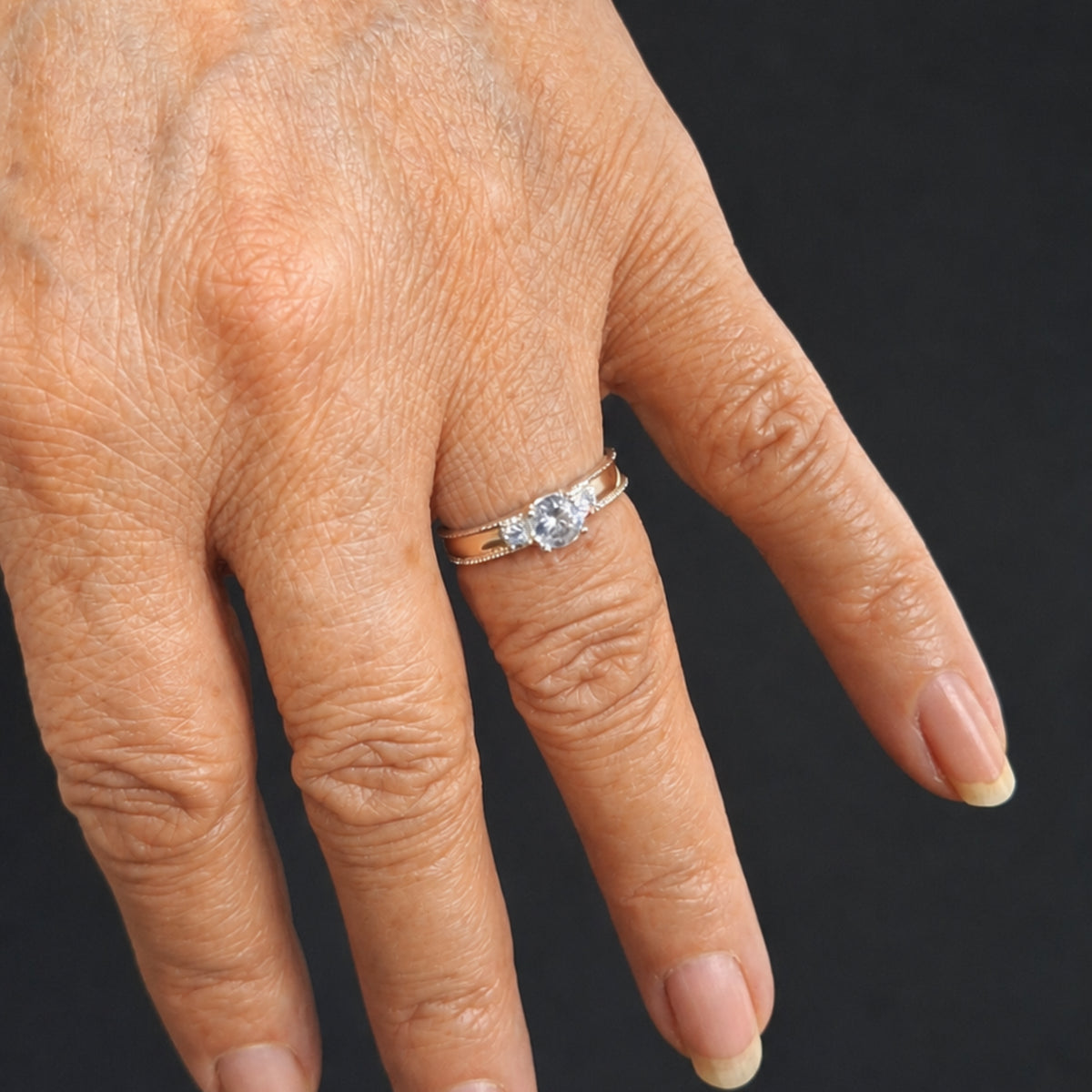 Anillo de Dama Solitario en Plata 975 Laminado en Oro — Promesa y Compromiso