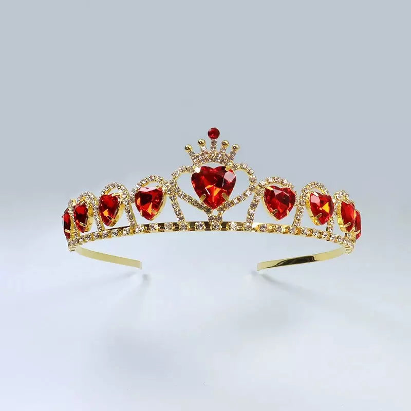 Tiara Corona Para Quinceañera Brillante - Rojo - Corona