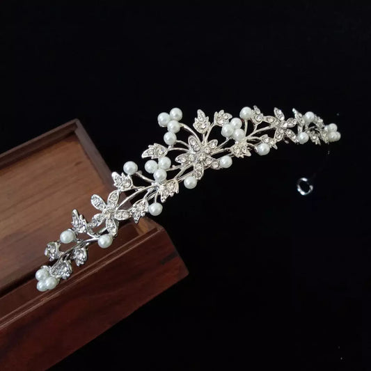 Tiara Corona De Lujo Para El Cabello - Perlas - Corona