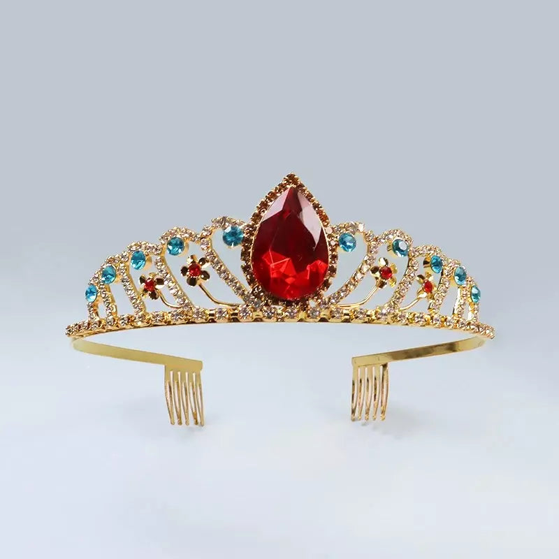 Tiara Corona Para Quinceañera Brillante - Rojo oscuro - Corona