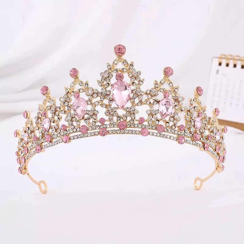 Tiara Corona De Lujo De Cristal - Rosa - Corona