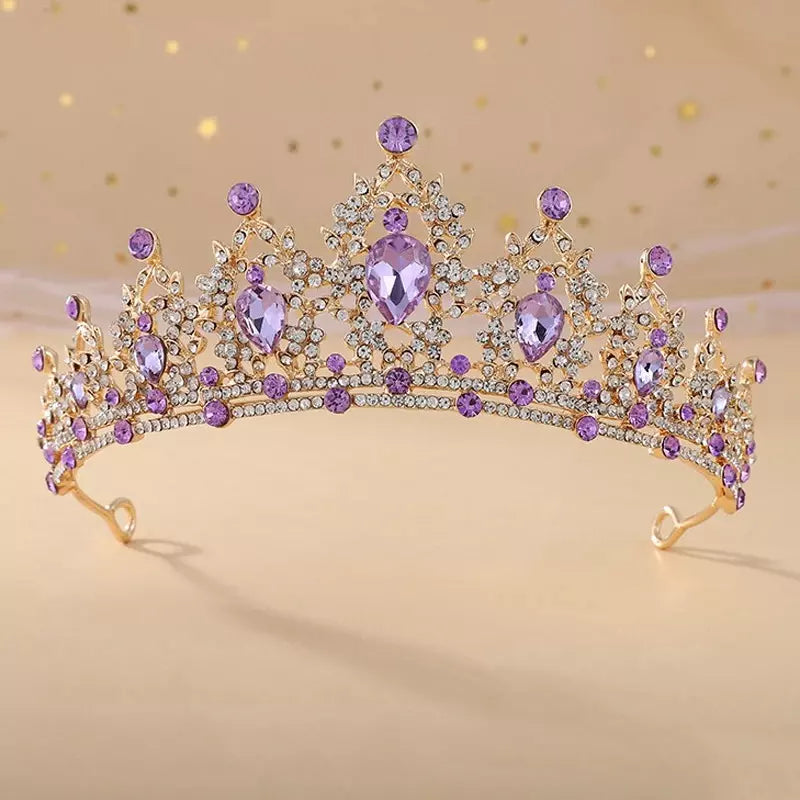 Tiara Corona De Lujo De Cristal - Púrpura - Corona