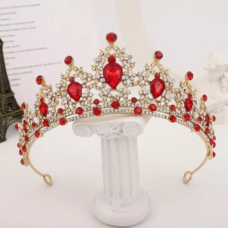 Tiara Corona De Lujo De Cristal - Rojo - Corona
