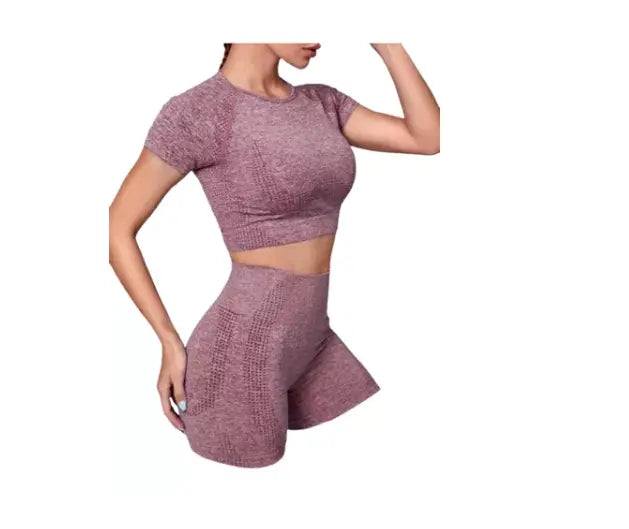 Conjunto Gimnasio Camisa Y Leggins 2 Piezas - Bordó