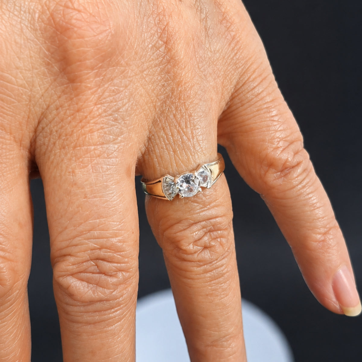 Anillo de Dama Solitario en Plata 975 Laminado en Oro — Promesa y Compromiso