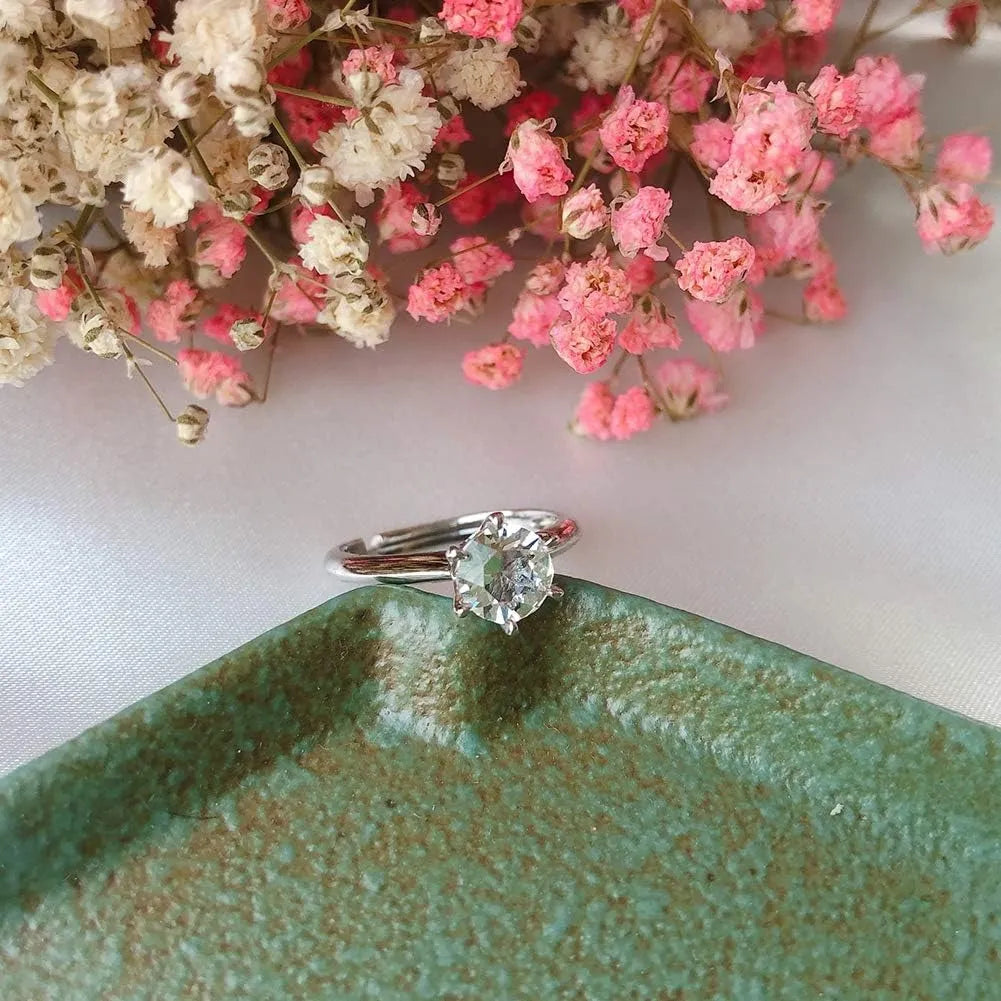 Anillo de Compromiso Mujer en Plata Esterlina 925 con Piedra Redonda