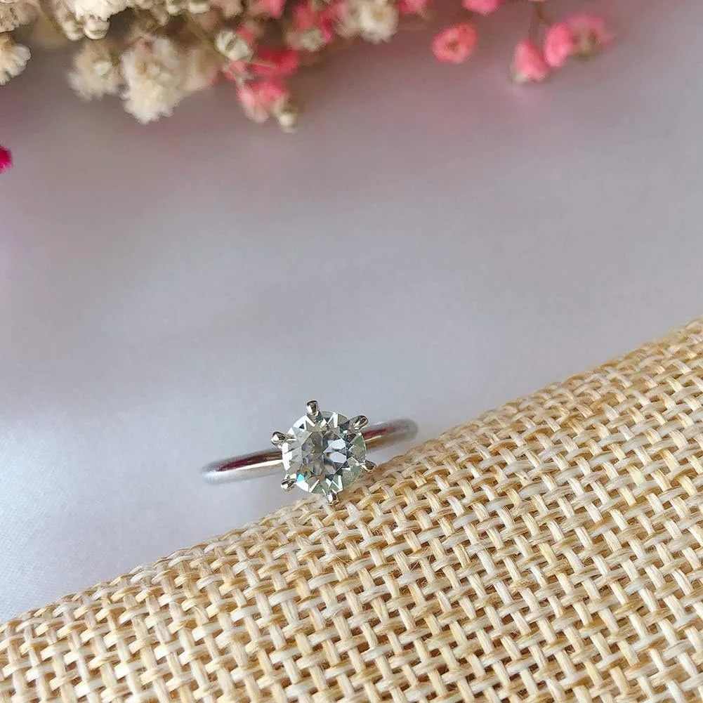 Anillo de Compromiso Mujer en Plata Esterlina 925 con Piedra Redonda